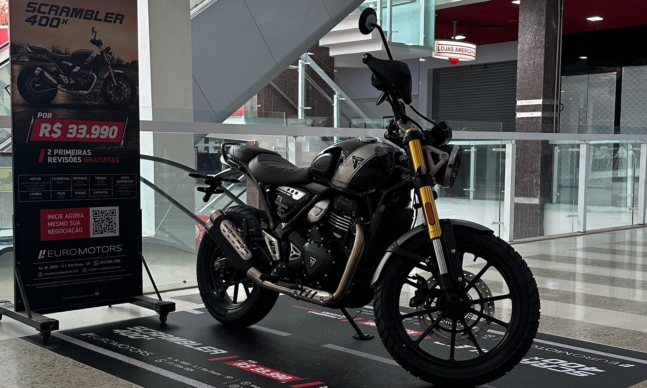 A Scrambler 400 X chegou ao Plaza Avenida Shopping
